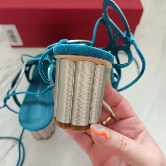 Salvatore Ferragamo Blue Strappy Sandals - Picture 4 of 9